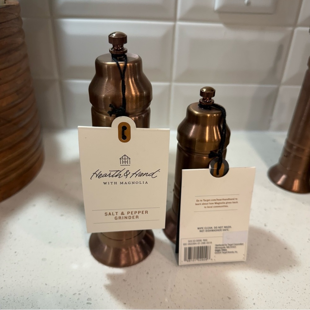 Hearth & Hand salt/pepper grinder set bronze NWT read description - Picture 3 of 6